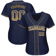 Load image into Gallery viewer, Custom Navy Old Gold-White Authentic Drift Fashion Baseball Jersey
