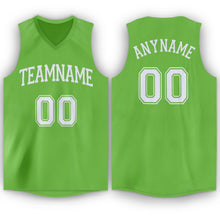 Load image into Gallery viewer, Custom Neon Green White V-Neck Basketball Jersey - Fcustom
