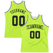 Load image into Gallery viewer, Custom Neon Green Black-White Authentic Throwback Basketball Jersey
