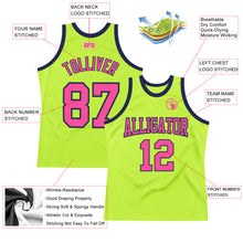 Load image into Gallery viewer, Custom Neon Green Pink-Navy Authentic Throwback Basketball Jersey
