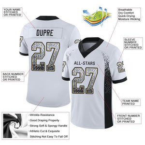 Custom White Black-Vegas Gold Mesh Drift Fashion Football Jersey