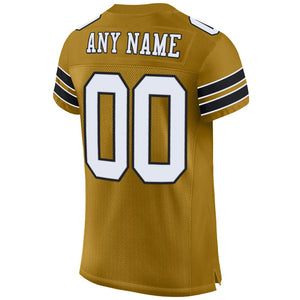 Custom Old Gold White-Black Mesh Authentic Football Jersey - Fcustom