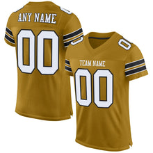 Load image into Gallery viewer, Custom Old Gold White-Black Mesh Authentic Football Jersey - Fcustom
