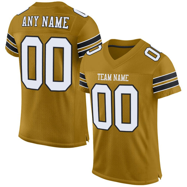 Custom Old Gold White-Black Mesh Authentic Football Jersey Football  Authentic Mesh – CustomJerseysPro