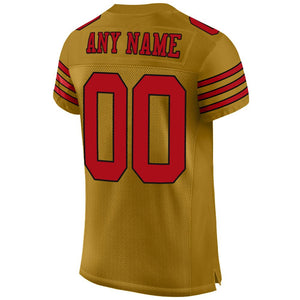 Custom Old Gold Red-Black Mesh Authentic Football Jersey - Fcustom