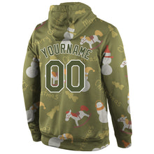 Load image into Gallery viewer, Custom Stitched Olive Olive-White Christmas 3D Sports Pullover Sweatshirt Salute To Service Hoodie
