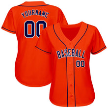 Load image into Gallery viewer, Custom Orange Navy-White Authentic Baseball Jersey
