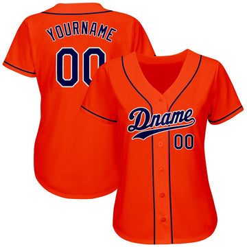 Custom Orange Navy-White Authentic Baseball Jersey