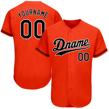 Custom Orange Black-White Authentic Baseball Jersey