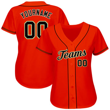 Custom Orange Black-Old Gold Authentic Baseball Jersey