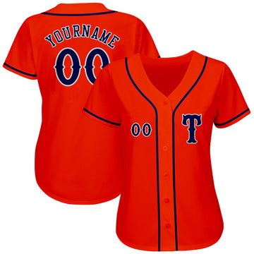 Custom Orange Navy-Gray Authentic Baseball Jersey