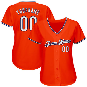 Custom Orange White-Navy Authentic Baseball Jersey