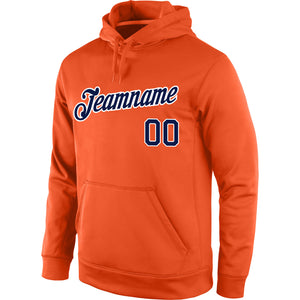 Custom Stitched Orange Navy-White Sports Pullover Sweatshirt Hoodie