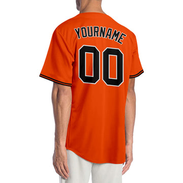 Custom Orange Black-White Authentic Baseball Jersey