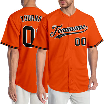 Custom Orange Black-White Authentic Baseball Jersey