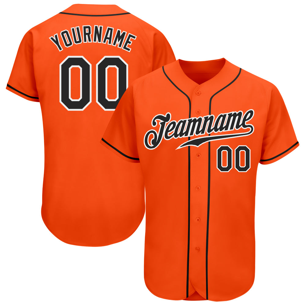 Custom Orange Black-White Authentic Baseball Jersey