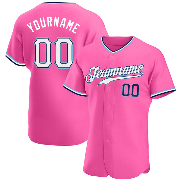 Custom Cream Black Pinstripe Pink Authentic Baseball Jersey Discount