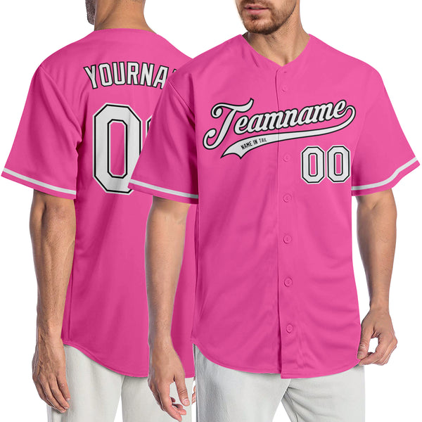 Custom White Light Blue Pink-Black Authentic Two Tone Baseball Jersey