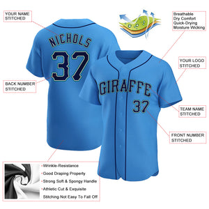 Custom Powder Blue Navy-Teal Authentic Baseball Jersey