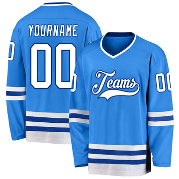 Custom Powder Blue White-Royal Hockey Jersey