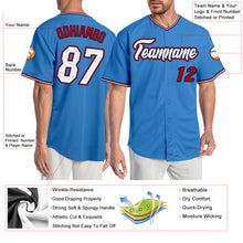 Load image into Gallery viewer, Custom Powder Blue White-Red Authentic Baseball Jersey
