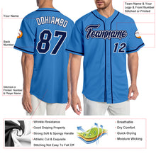 Load image into Gallery viewer, Custom Powder Blue Navy-White Authentic Baseball Jersey
