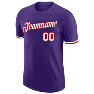 Custom Purple White-Red Performance T-Shirt