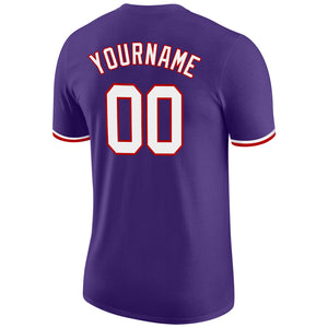 Custom Purple White-Red Performance T-Shirt