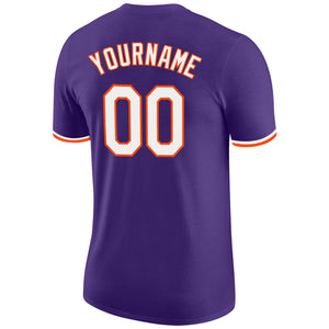 Custom Purple White-Orange Performance T-Shirt