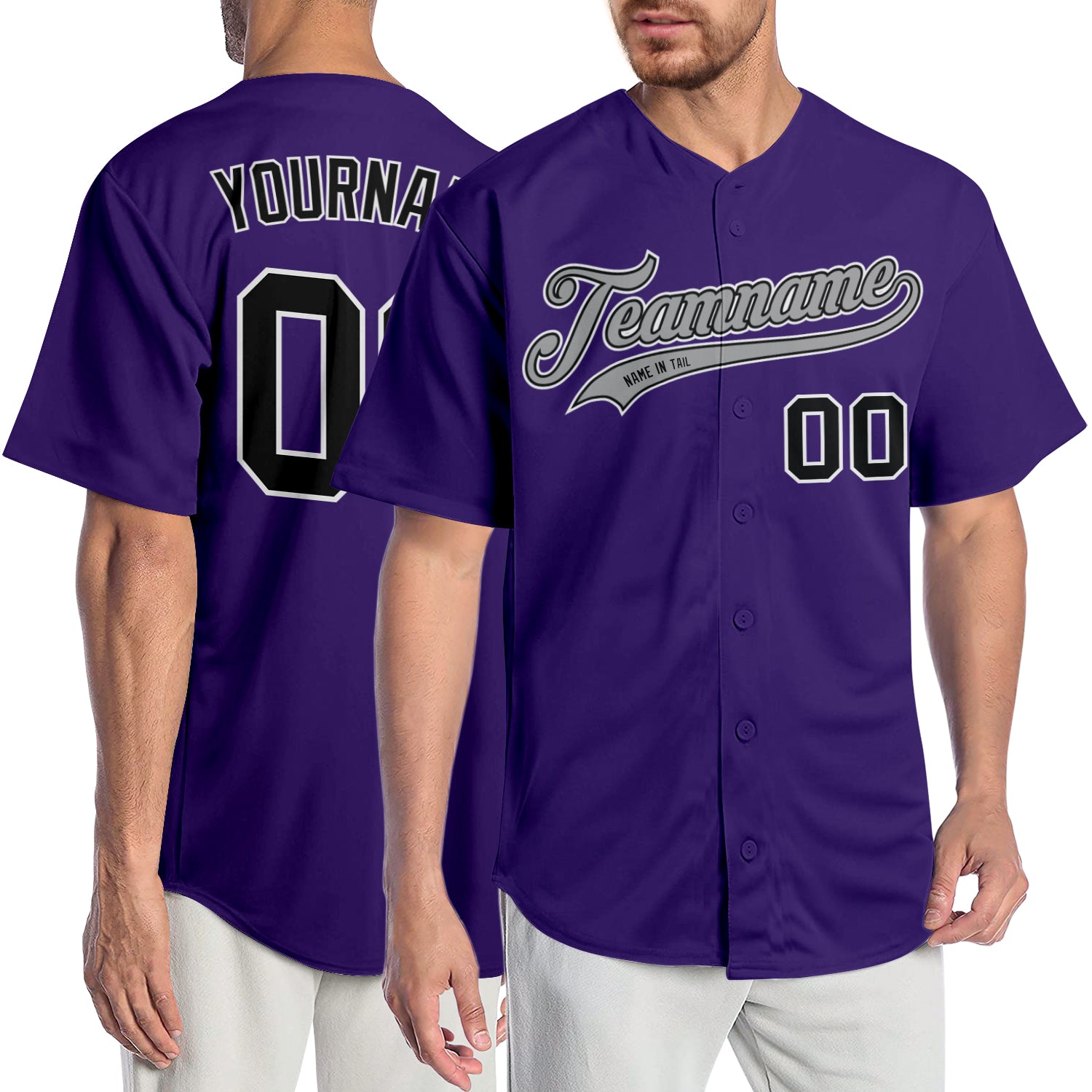 Custom Gray Purple-Black Authentic Baseball Jersey Women's Size:S