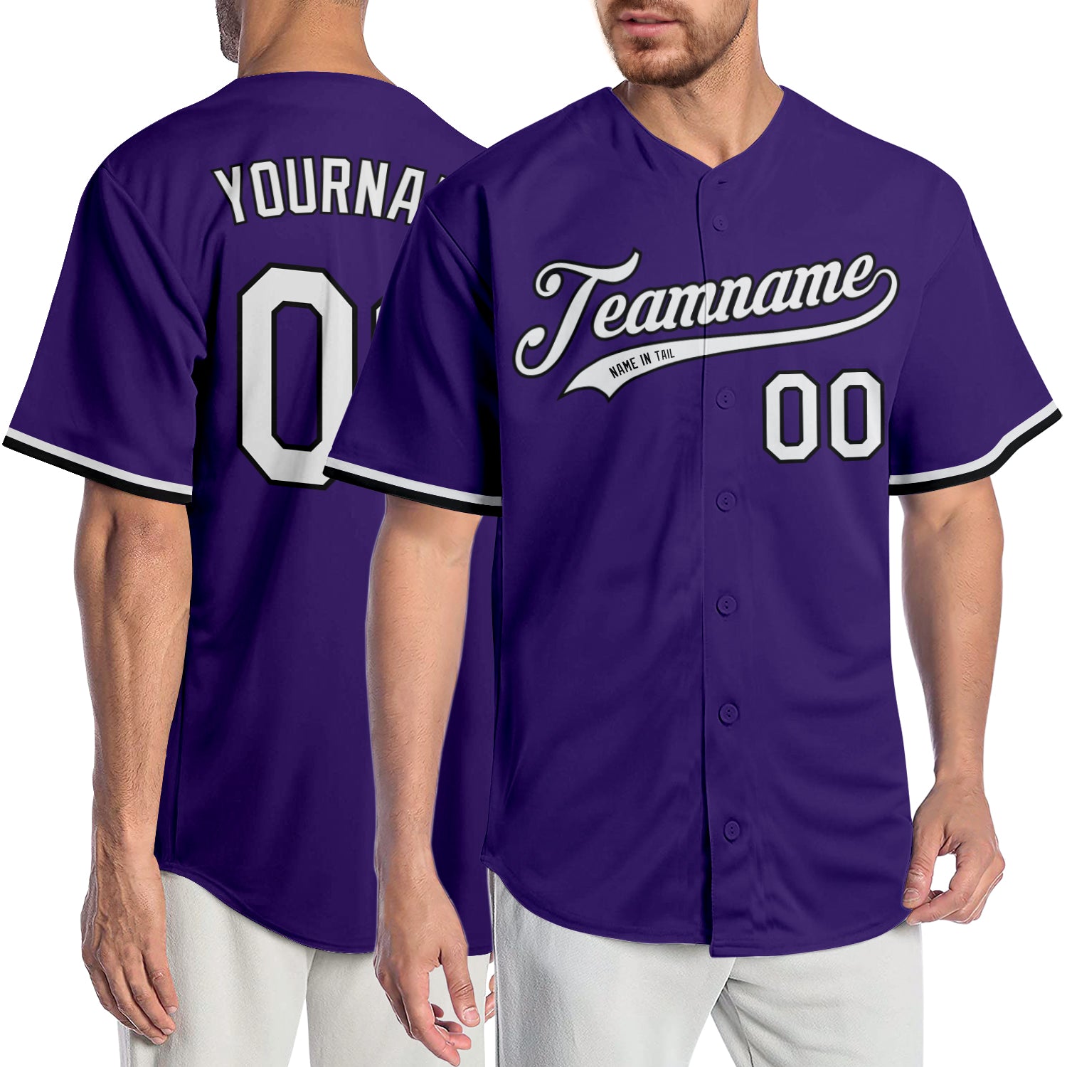 Custom White Purple Pinstripe Purple-Gray Authentic Baseball Jersey