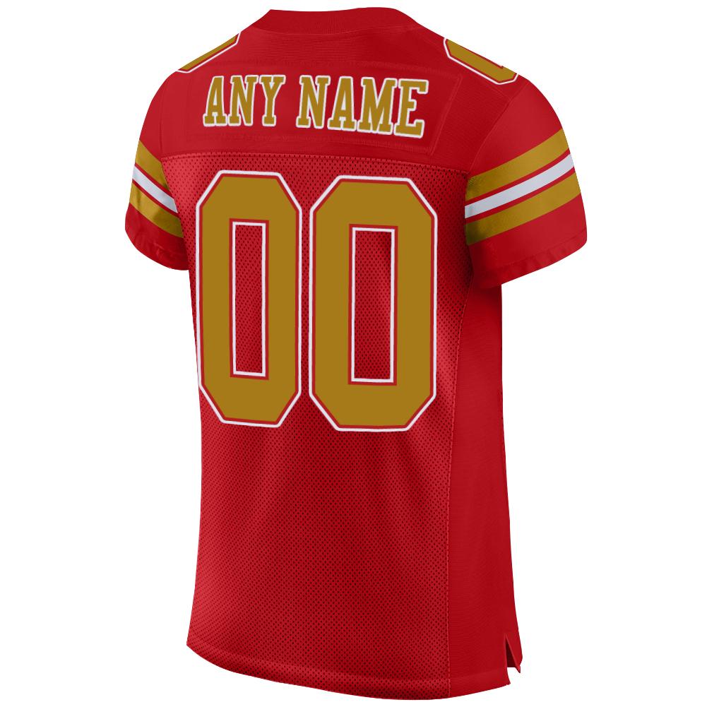 Custom Red Old Gold-White Mesh Authentic Football Jersey Sale– Fcustom