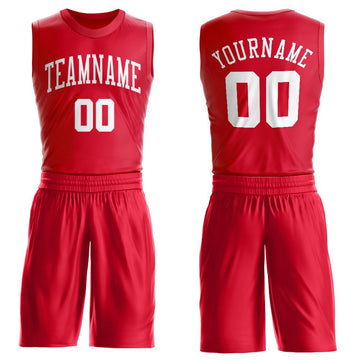 Custom Red White Round Neck Suit Basketball Jersey - Fcustom