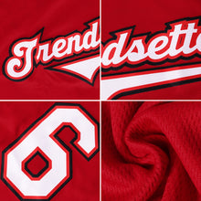 Load image into Gallery viewer, Custom Red White-Black Authentic Throwback Rib-Knit Baseball Jersey Shirt
