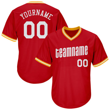 Custom Yellow Red-Black Authentic Baseball Jersey