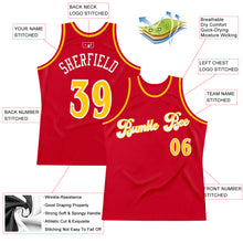 Load image into Gallery viewer, Custom Red Gold-White Authentic Throwback Basketball Jersey
