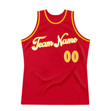 Load image into Gallery viewer, Custom Red Gold-White Authentic Throwback Basketball Jersey
