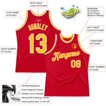 Load image into Gallery viewer, Custom Red Gold-White Authentic Throwback Basketball Jersey
