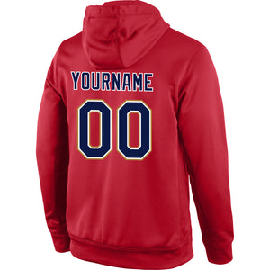 Custom Stitched Red Navy-Old Gold Sports Pullover Sweatshirt Hoodie