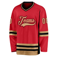 Load image into Gallery viewer, Custom Red Old Gold-Black Hockey Jersey
