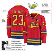 Load image into Gallery viewer, Custom Red Gold-Royal Hockey Jersey
