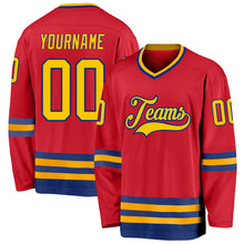 Load image into Gallery viewer, Custom Red Gold-Royal Hockey Jersey
