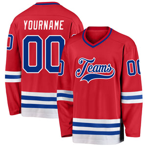 Custom Red Royal-White Hockey Jersey