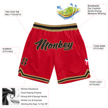 Load image into Gallery viewer, Custom Red Black-Old Gold Authentic Throwback Basketball Shorts
