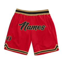 Load image into Gallery viewer, Custom Red Black-Old Gold Authentic Throwback Basketball Shorts
