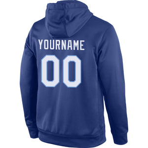 Custom Stitched Royal White-Light Blue Sports Pullover Sweatshirt Hoodie