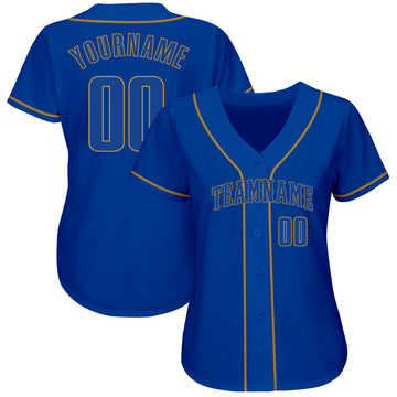 Custom Royal Royal-Old Gold Authentic Baseball Jersey