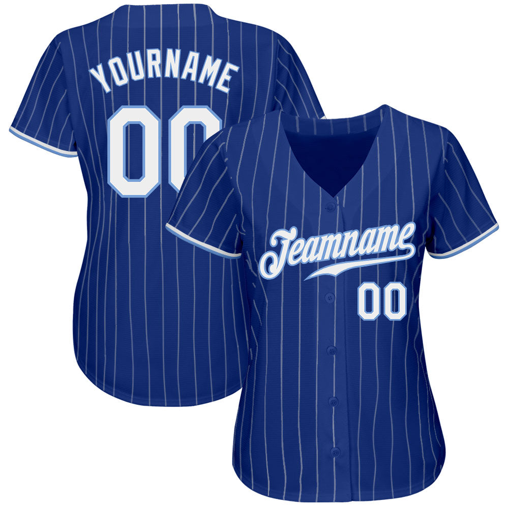 Custom Powder Blue White Pinstripe Black Authentic Baseball Jersey Discount