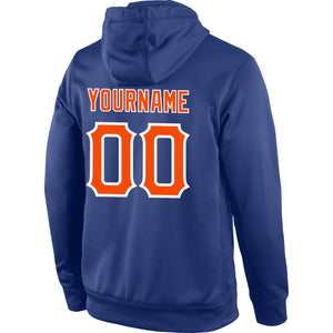 Custom Stitched Royal Orange-White Sports Pullover Sweatshirt Hoodie