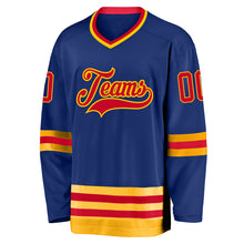 Load image into Gallery viewer, Custom Royal Red-Gold Hockey Jersey
